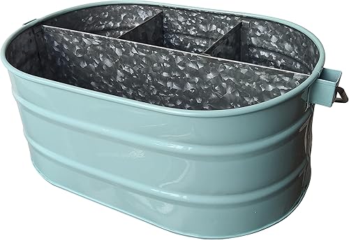 Miniatura 9 de Homebia Designs Organizador de metal galvanizado con 4 compartimentos, soporte rústico para utensilios de cocina de granja para interiores y