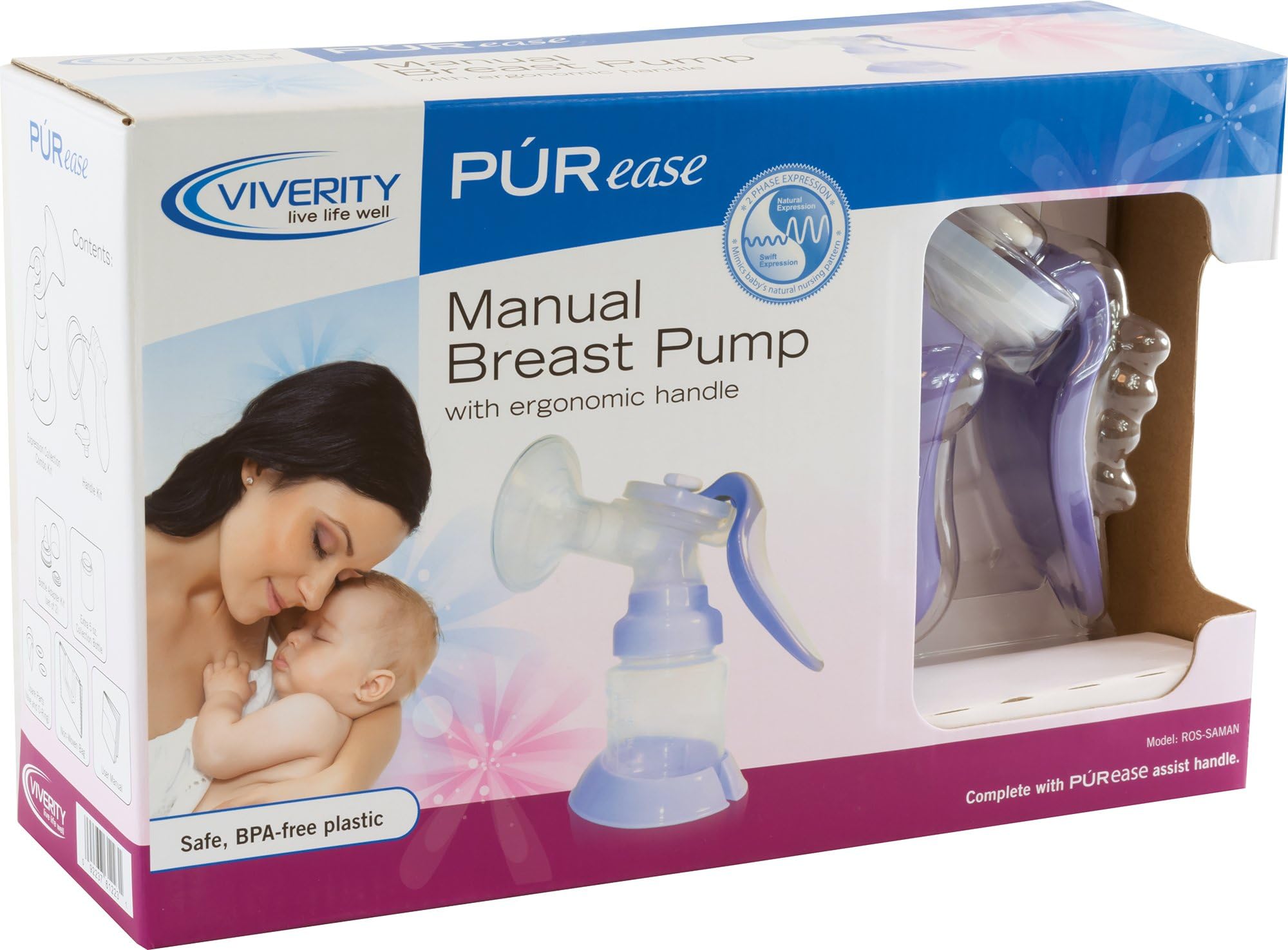 Viverity ROS-SAMAN Purease Manual Breast Pump with Assist Handle