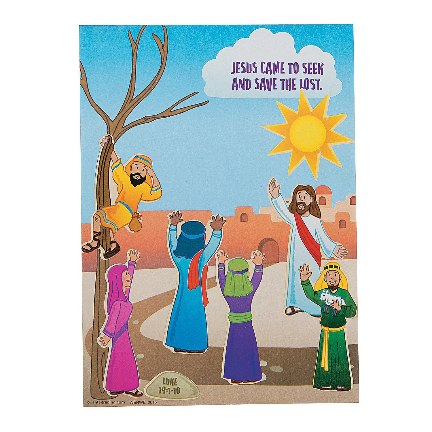 Fun Express Zacchaeus Mask Stickers Craft Kit - Creative Bible Storytelling & Religious Education Art for Kids - Perfect for Classroom & Church Events - Ideal for Craft Projects - 24 Pieces.
