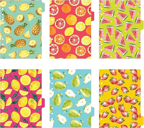 Avery Divisores de agenda para planificadores A5, juego de 6 pestañas, diseño de frutas en acuarela, 1 juego (25451)