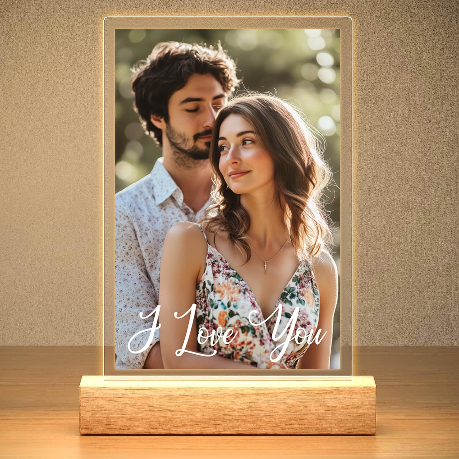 Custom Picture Frame with Photo, Personalized Photo Frame with Night Light, Customizable Picture Frames, Christmas Anniversary Birthday Gifts for Women Men Girlfriend Boyfriend Couple