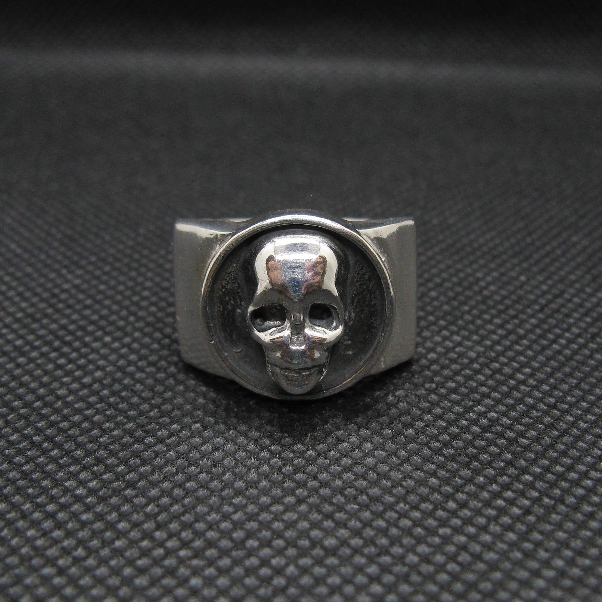 Anillo de plata esterlina para hombre con calavera maciza con sello de plata 925 R002019