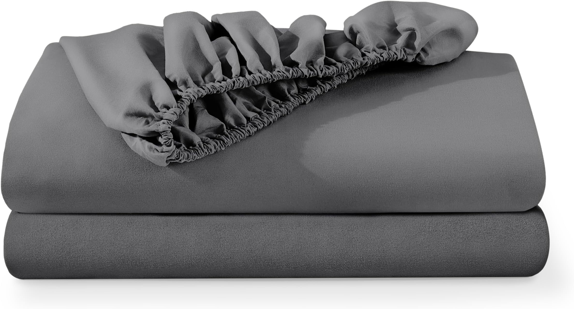 2-Pack Fitted Bottom Sheets Full XL - Premium 1800 Ultra-Soft Wrinkle Resistant Microfiber - Deep Pocket (Full XL, Grey)
