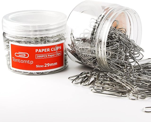 Paper Clips,2 Pack, Paperclips, Paper Clip, Silver Paper Clips, Suitable for Office, School, and Daily use, Also Used for Daily DIY, Paperclip, Tontomtp Paper Clips 2 Pack 29mm per Container(Silver)