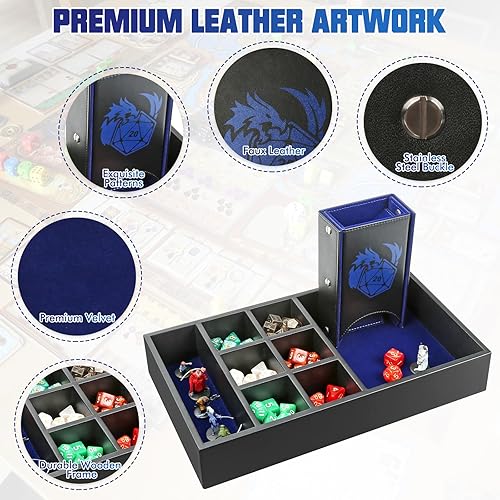 Miniatura 4 de Bandeja de dados DND y caja de almacenamiento en torre, 4 en 1, estuche para dados D&D (bandeja rodante de dados, torre de rodillos de dados,