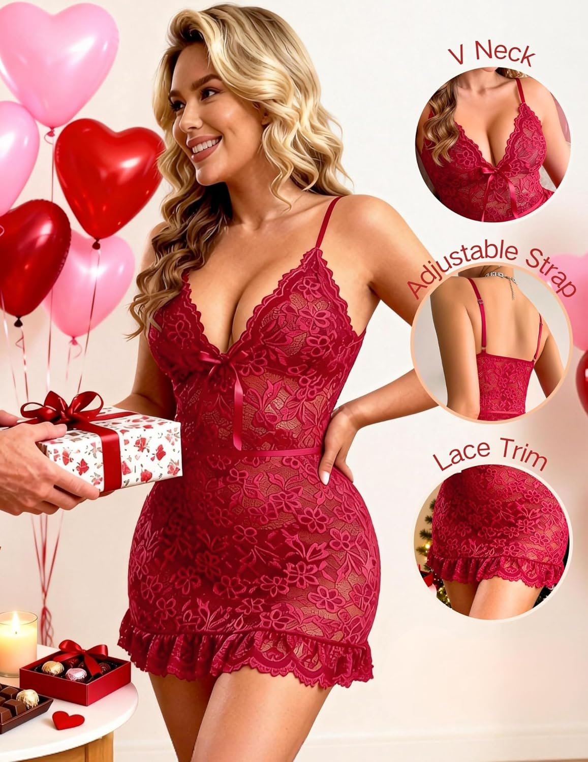 Sexy Lingerie for Women Lace Lingerie Babydoll Dress Intimate Apparel Gift for Her - Image 4