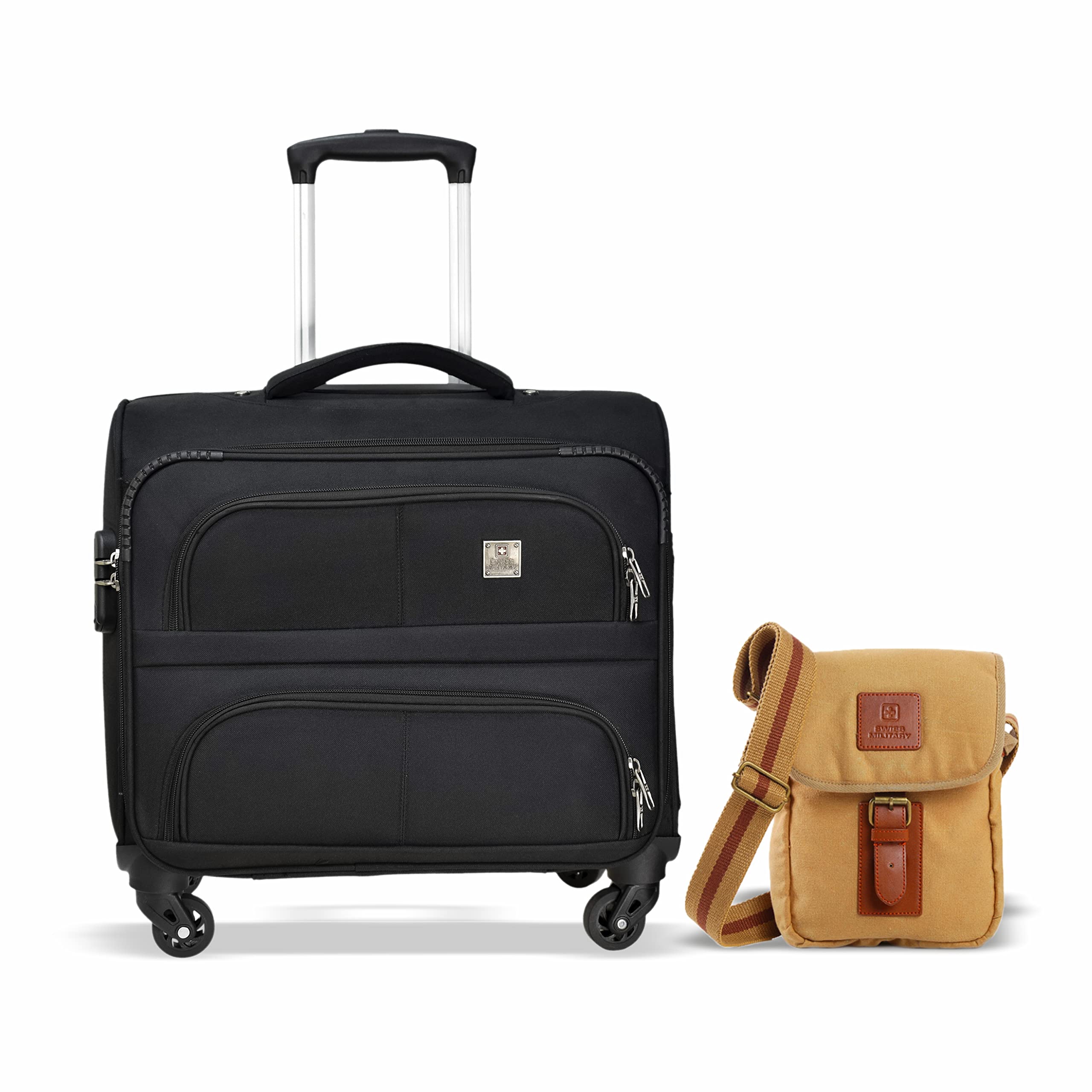 Buy Swiss Combo Pack of Soft Sided Laptop Roller Case and Sling Bag