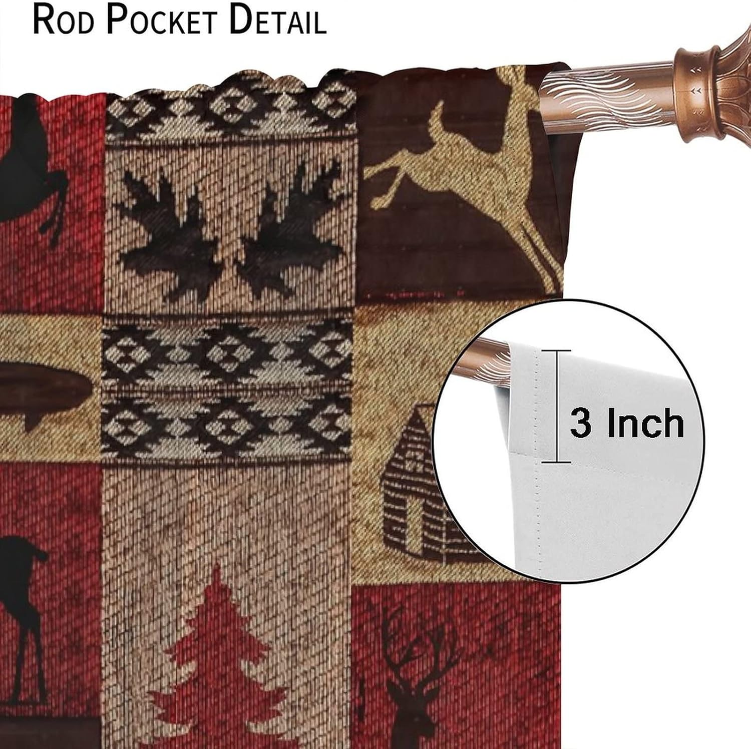 Vintage Check Black Bear Blackout Curtains for Living Room,Rustic Country Farmhouse Cabin Elk Tree Plaid Window Drapes - Thermal Insulated Noise Reduction,42x63in Room Darkening Curtains