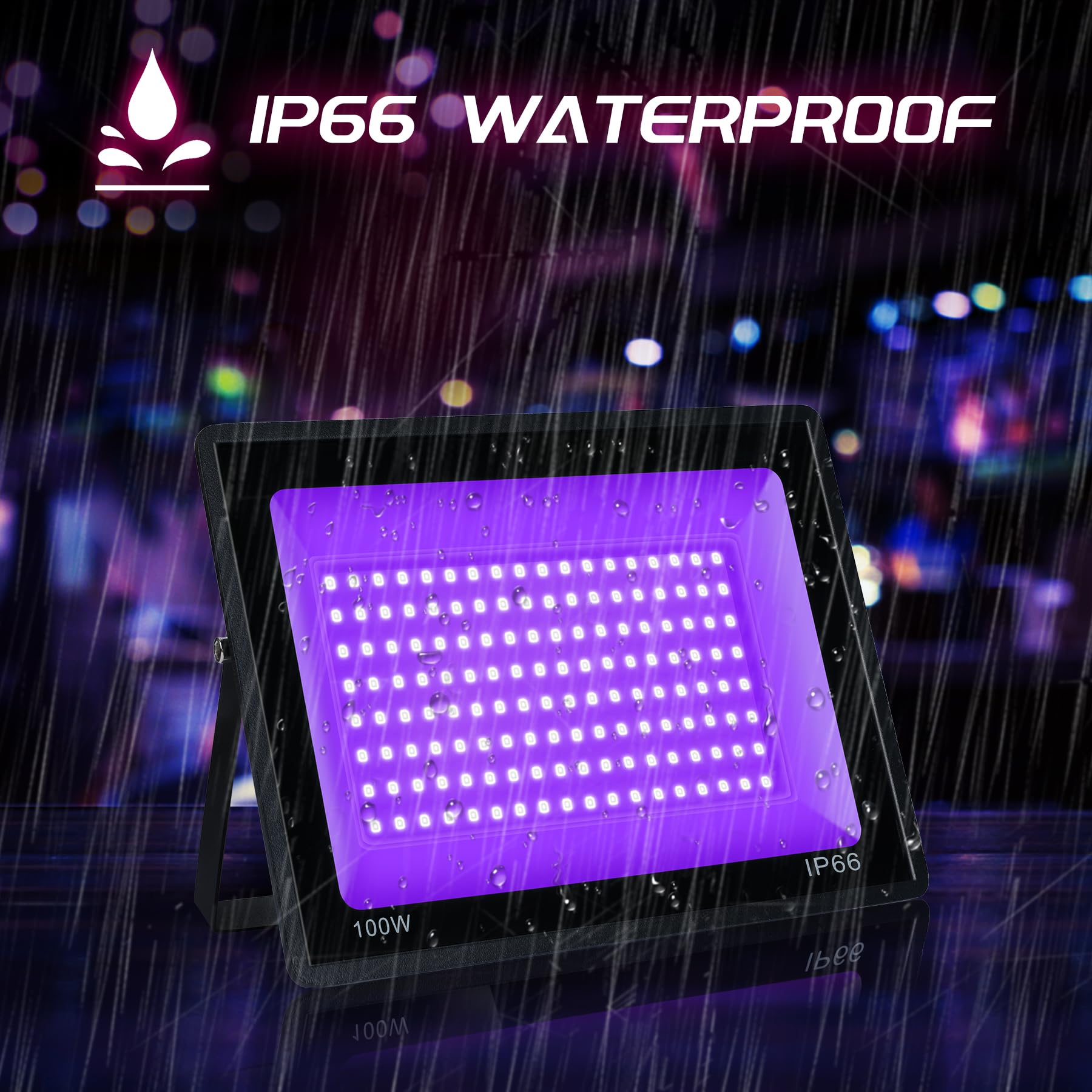 Projecteur Lumière Noire 100W, LED Lumières Noires Étanches IP66, Lumières UV Noires pour Fluo party, Disco DJ, Éclairage De Scène, Fête, Décoration D'Halloween, Peinture Corporelle