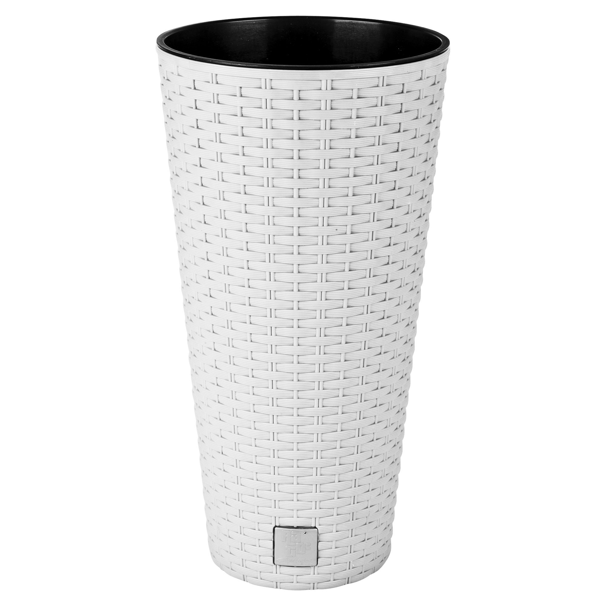 Urbnliving White Tall Rattan Design Flower Pots Round Or Square (Small Round, )