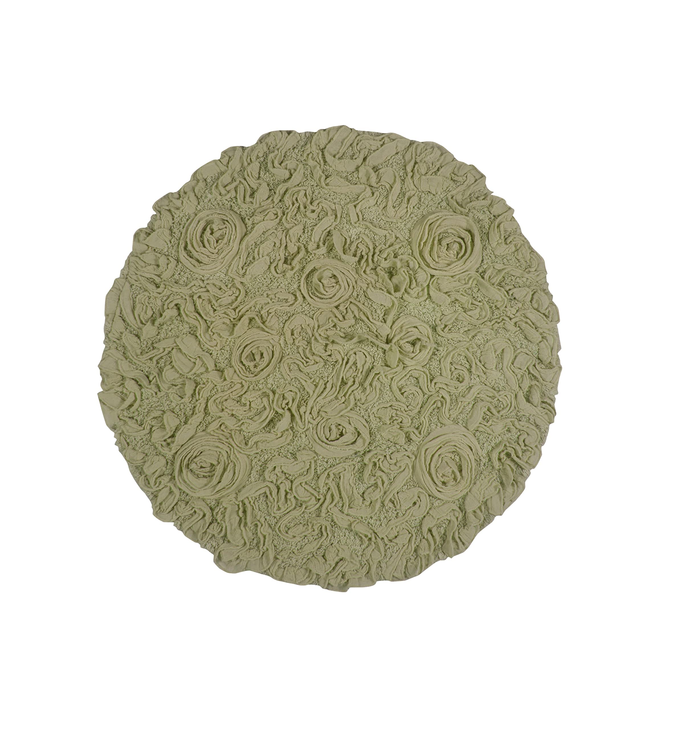 Home Weavers Kolekcja Bell Flower chłonna bawełna, miękki dywanik łazienkowy, można prać w pralce i suszyć, okrągły 56 cm, zielony