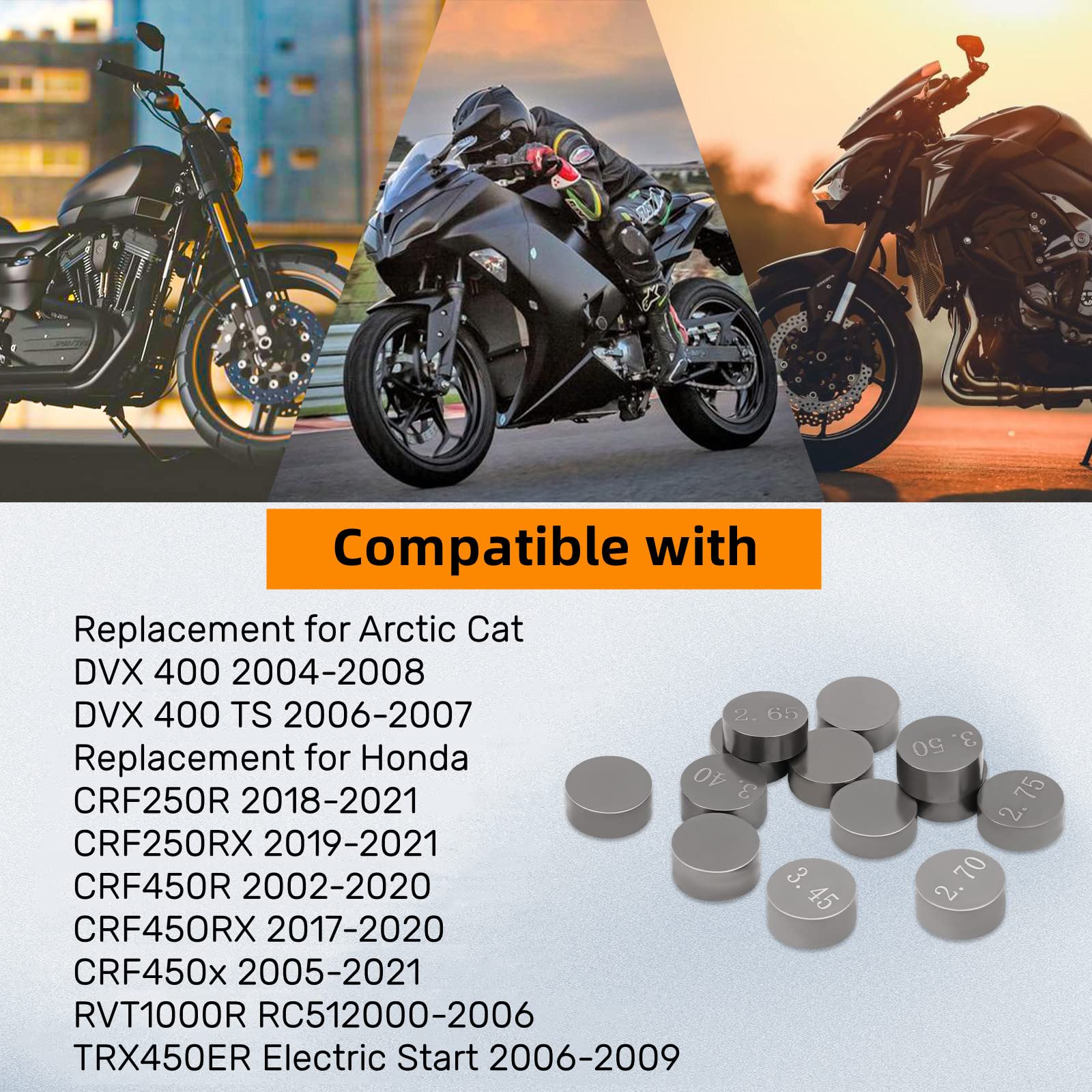 52-Piece 9.48mm Adjustable Valve Shim Kit For Honda CRF/TRX450, Suzuki DR-Z400, Yamaha, Kawasaki (1.20mm-4.00mm)