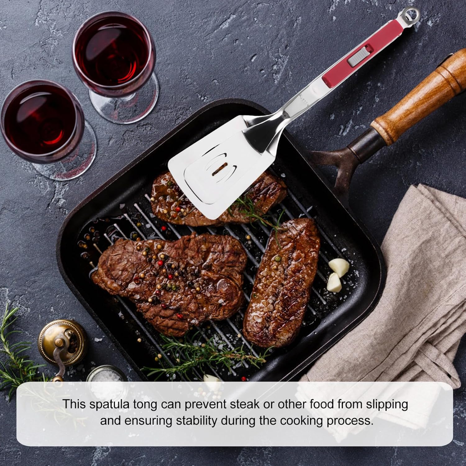 Steak Clamp Spatula Tongs Stainless Steel for Grilling and Frying