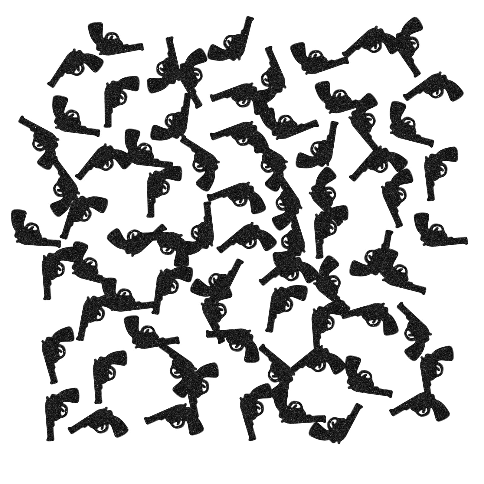 Gun Confetti Black Glitter, Pistol Confetti, Baby Shower Paper Scatter, Gun Happy Birthday Table Decorations Confetti, 120pcs
