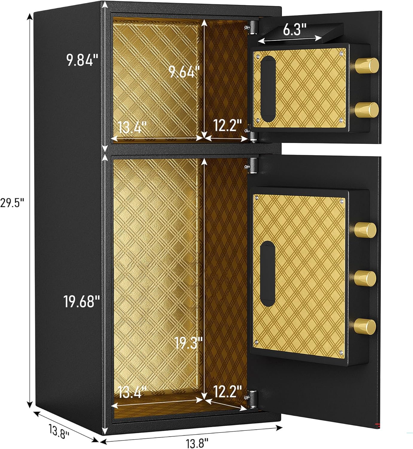 Large Double-Door Coin-Operated Safe, 2.7 Cubic Feet Fireproof Waterproof Digital Security Safe Box with Hidden Code Function, Dual Alarm, Cash Slot, Wall/Floor Mount for Home & Office