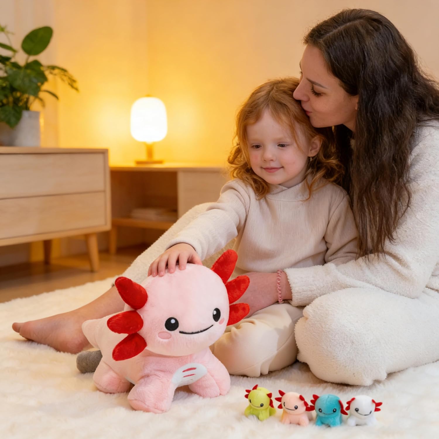 Axolotl Stuffed Animals, Mommy Axolotl Plush with Baby, 5 Pcs Plush Toy for Girl Boy, Birthday Valentine's Gifts for Girlfriend, Kids, Toddler, Age 3-8, Pink - Image 5