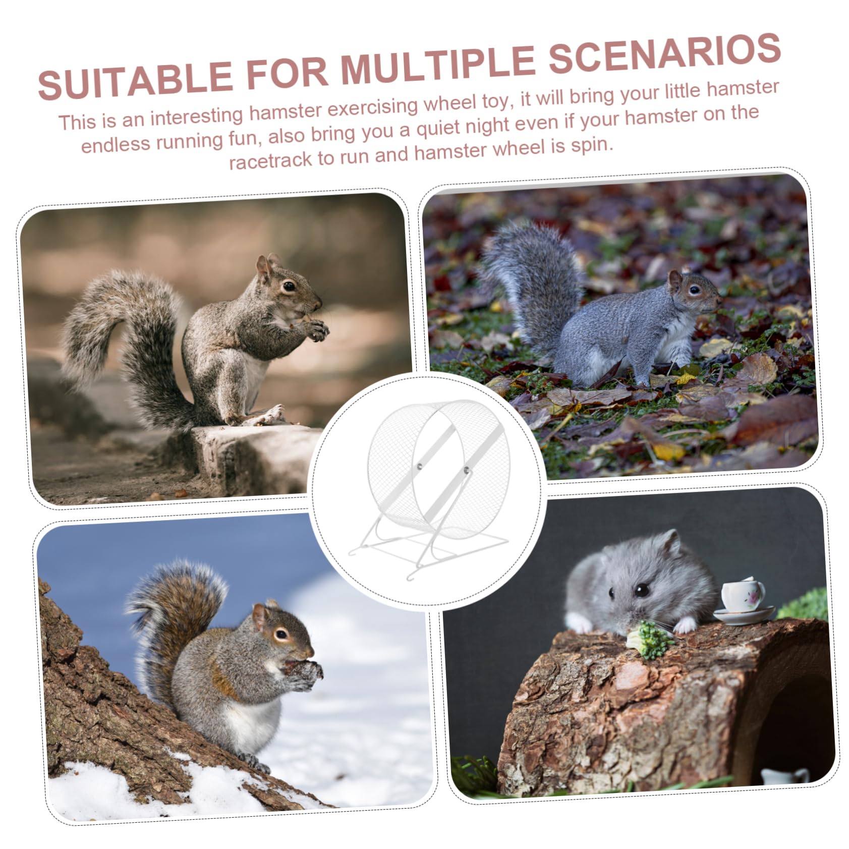 Angoily Roue de Hamster Silencieuse en Métal Blanc avec Fonctionnement Silencieux et Sécurité, Accessoire pour Petits Animaux comme Hérisson ou Chinchilla