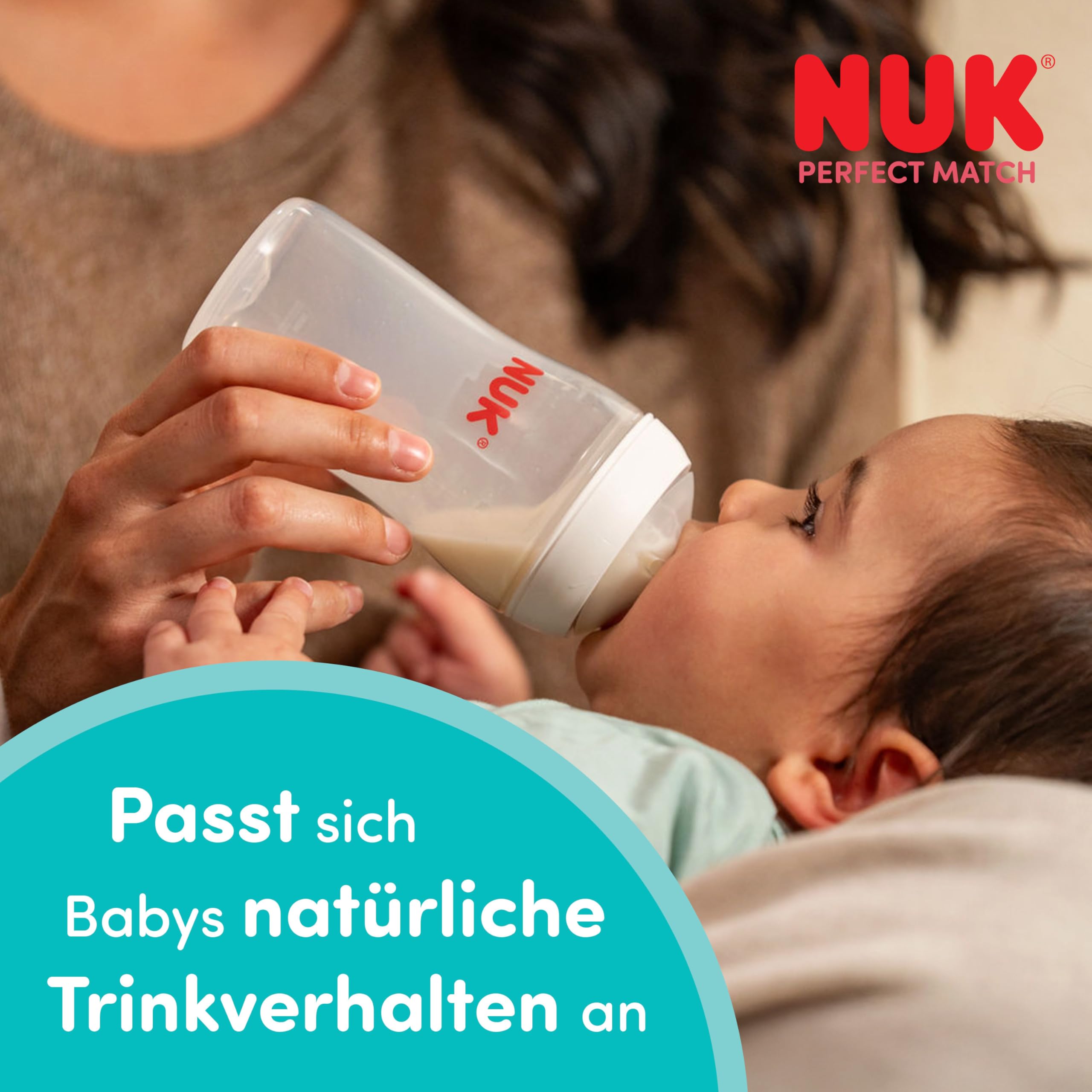 NUK Perfect Match Smoczki do butelek | od 3 miesięcy | Smoczki antykolkowe do butelek | Silikonowe | Średnie | 2 sztuki