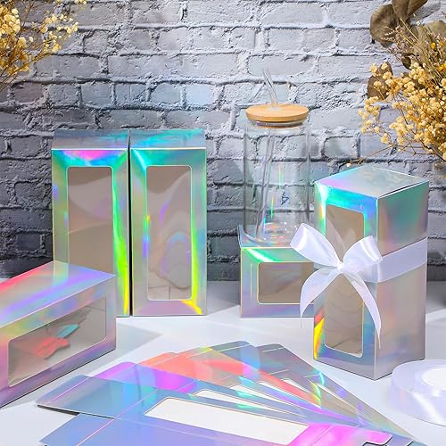 Miniatura 2 de Honoson 24 cajas de regalo con cinta para sublimación, cajas de exposición de vidrio, caja de regalo transparente para vasos de 12 onzas, 16 onzas,