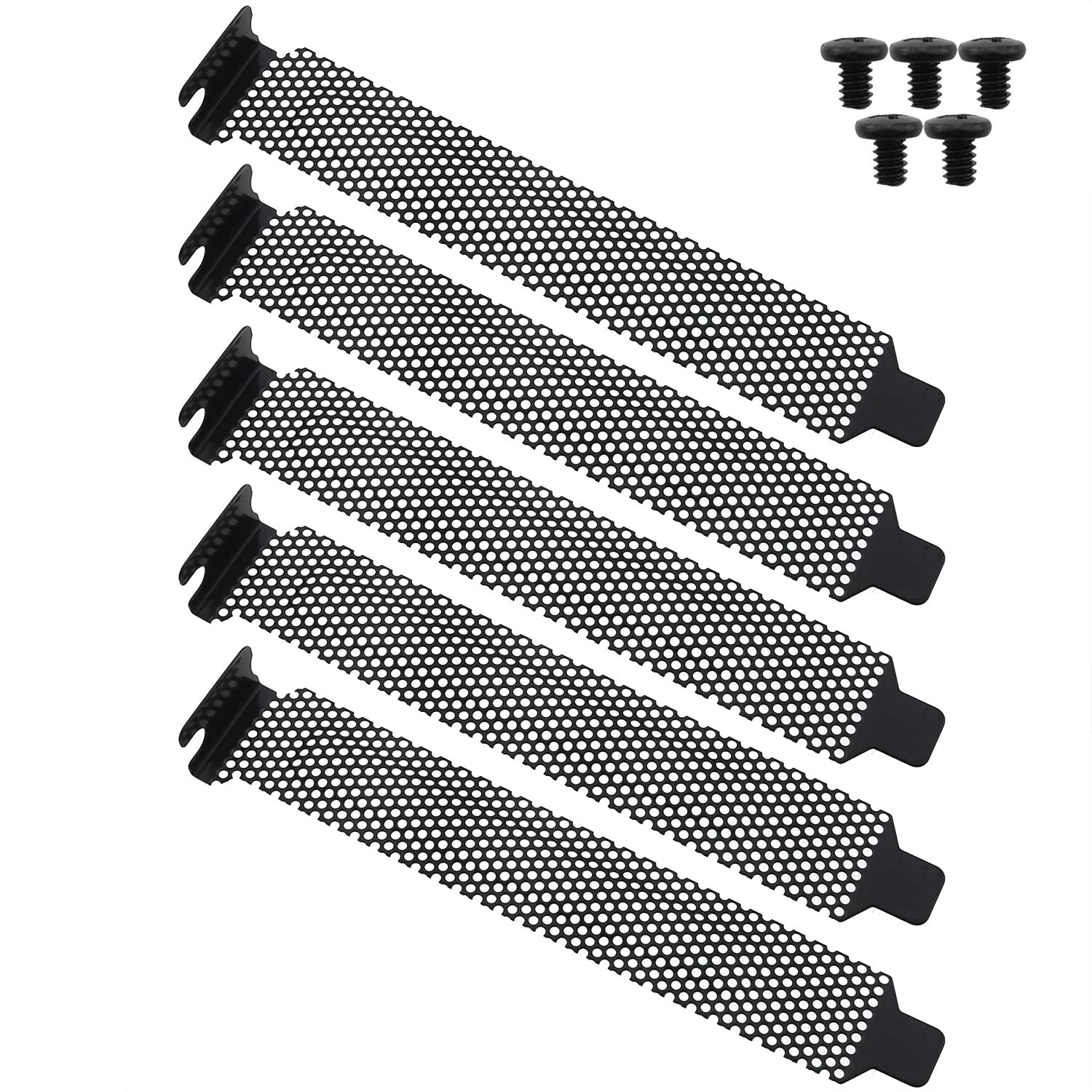 Product image of CHENJIN PCI Slot Cover 5PCS Black PCI Dust Filter Blanking Plates with 5PCS Screws Vented Slot Cover