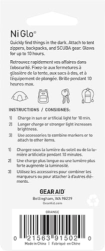 Vista 13 de GEAR AID Ni Glo 2” UV Rechargeable Glowing Keychain, Glow-in-the-Dark Accessory for Keys, Camping and Outdoor Gear
