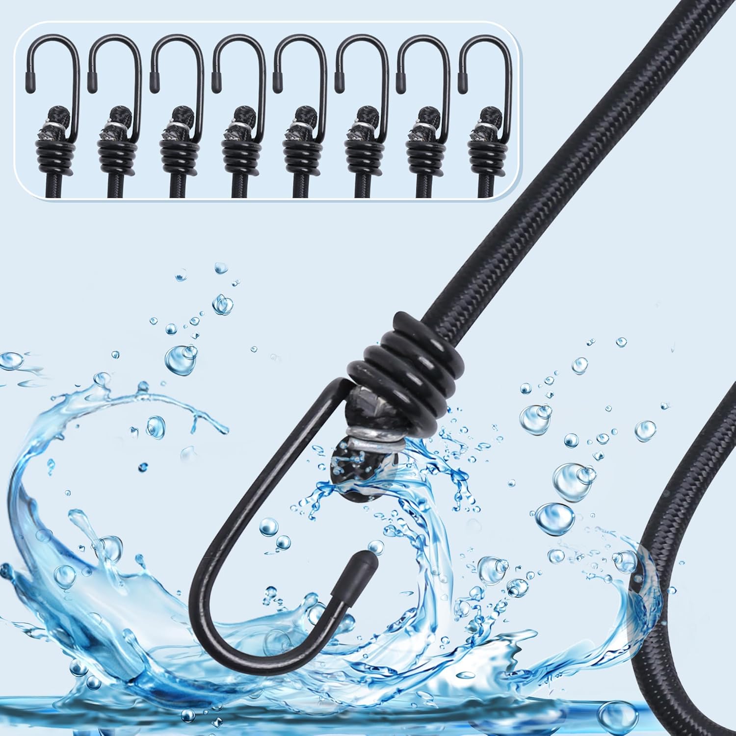 Bungee Cords with Hooks, Heavy Duty Outdoor Elastic Bungee Straps，Industrial Grade Bungee Rope for Securing Tarps/Luggage/Tents/Bikes/Garden Tidying 4 Pack 32inch (Black)