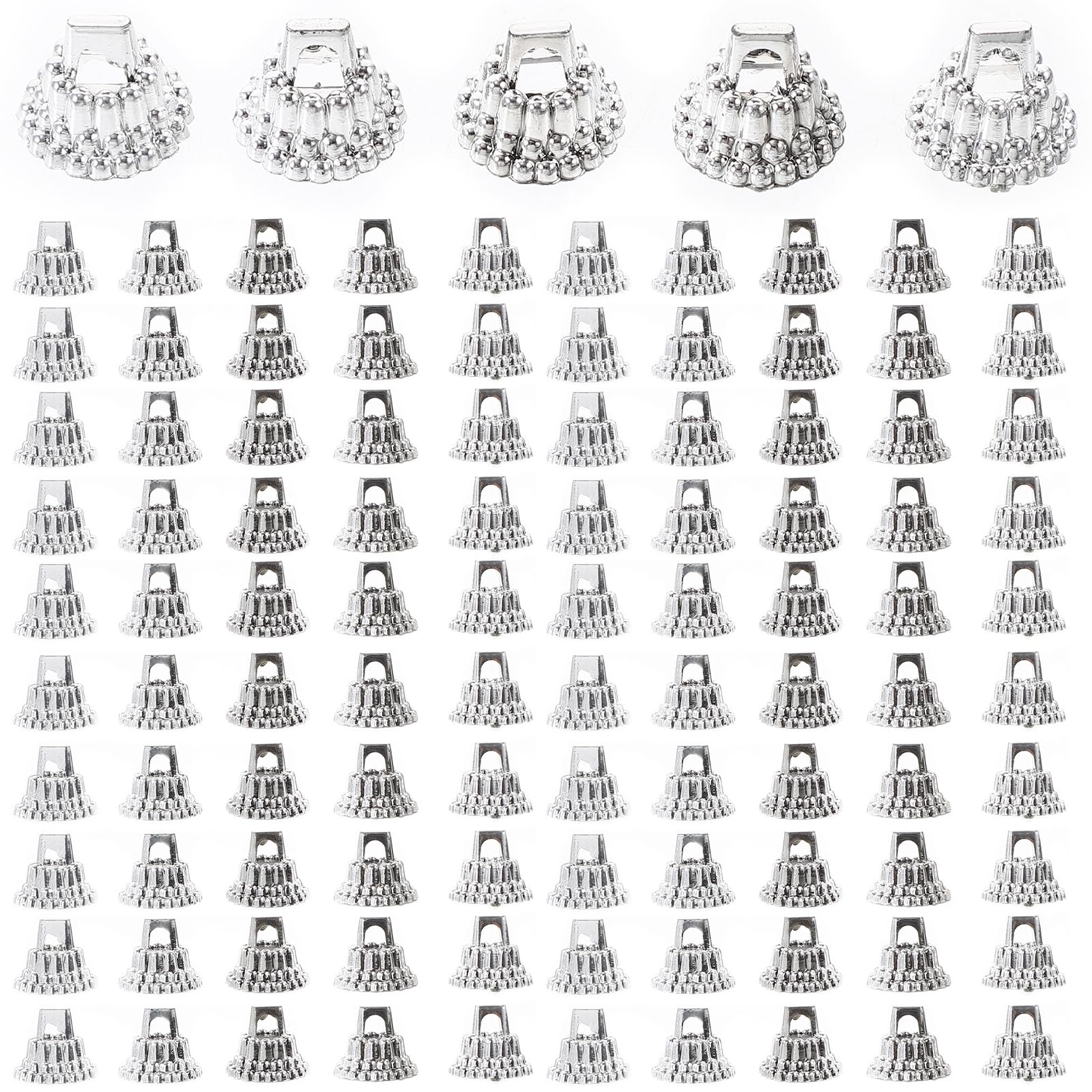 SAFIGLE Christmas Ball Caps:200 Silver Plastic Ornament Caps for Diy Tree Decorations Easy Hanging Ball Covers for Holiday Decor