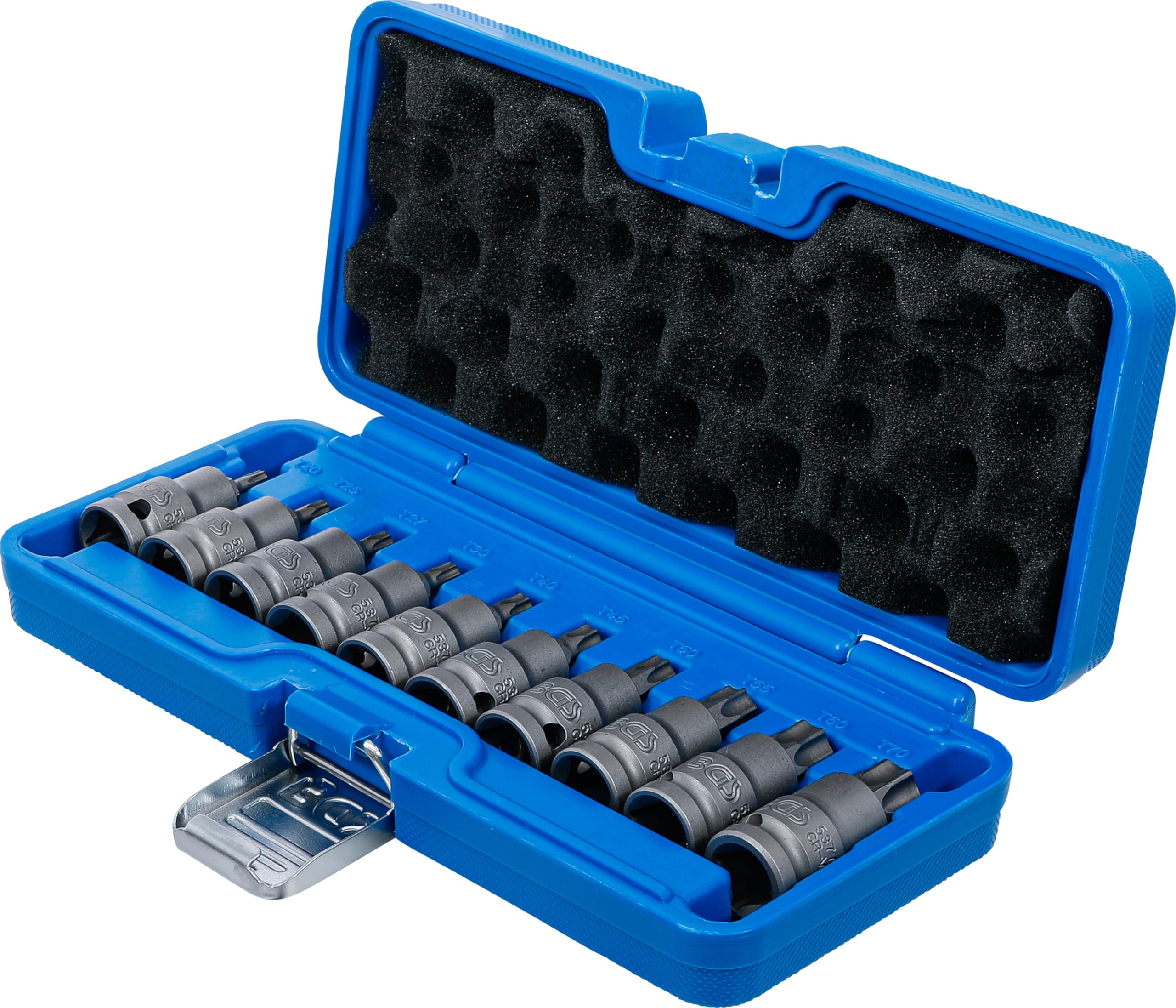 BGS 5097 | Juego de puntas de vaso de impacto | entrada 12,5 mm (1/2") | perfil en T (para Torx) T20 - T70 | 10 piezas