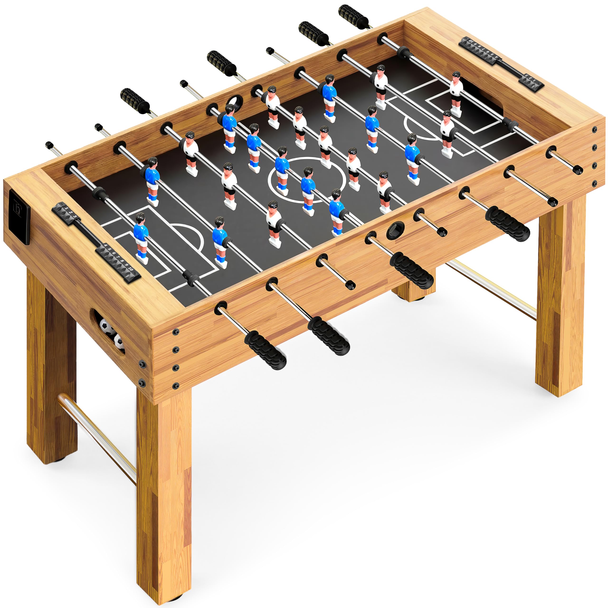 SereneLife Table de Baby-Foot Adulte et Enfant – Babyfoot Intérieur avec 2 Balles et 2 Porte-Gobelets, Table de Jeu Familiale pour Salle de Jeux