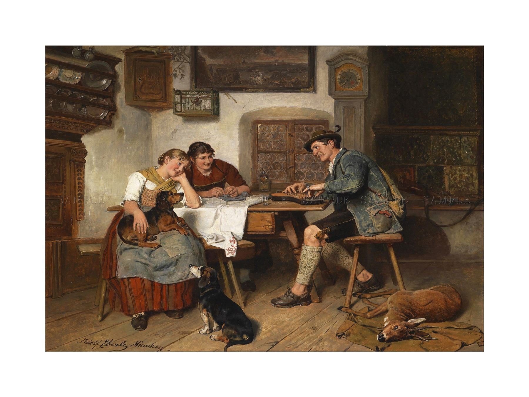 Wee Blue Coo Painting Interior Study Eberle Musical Entertainment Wall Art Print