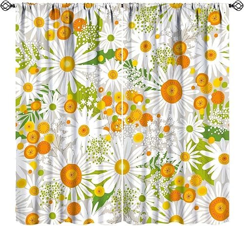 Miniatura 12 de Cortinas de flores rosas de los años 70, retro abstracto, bohemio, rosa, naranja, espiral, ondas, margaritas, estampado floral, cortinas opacas para