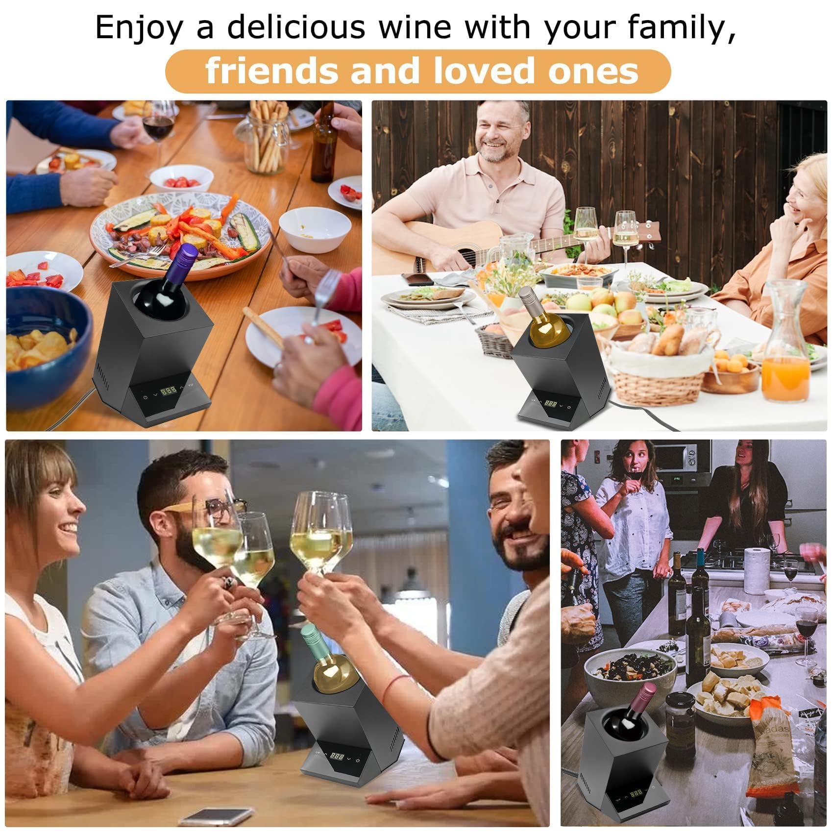 Raffreddatore elettrico per bottiglie, display digitale touch control, temperatura regolabile da 5 a 18 °C, non necessita di ghiaccio, ideale per gli amanti del vino e la conservazione di bevande