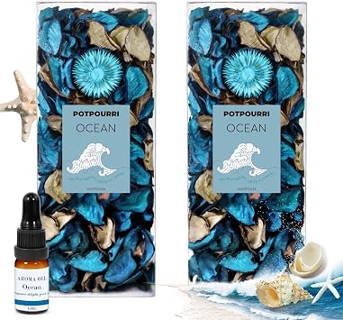 STRN Potpourri Bowl Filler with Essential Oil Ocean Scented Dried Flower Bags, Bowl Vase Filler, Decorative Potpourri for Vase or Bathroom Long-Lasting for Home Decor