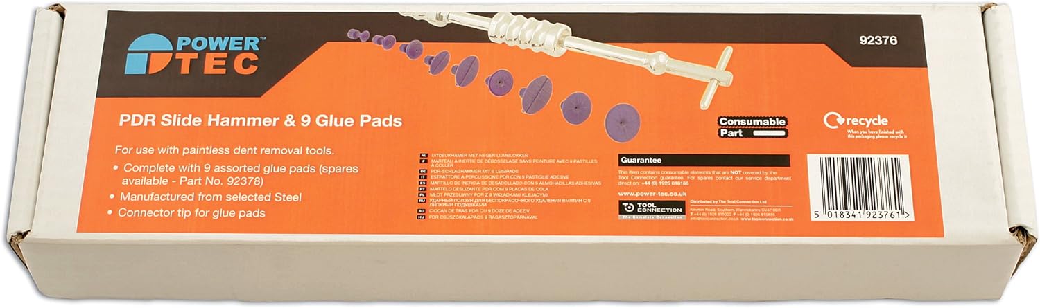 PowerTec 92376 Slide Hammer with Glue Pads, Set of 9