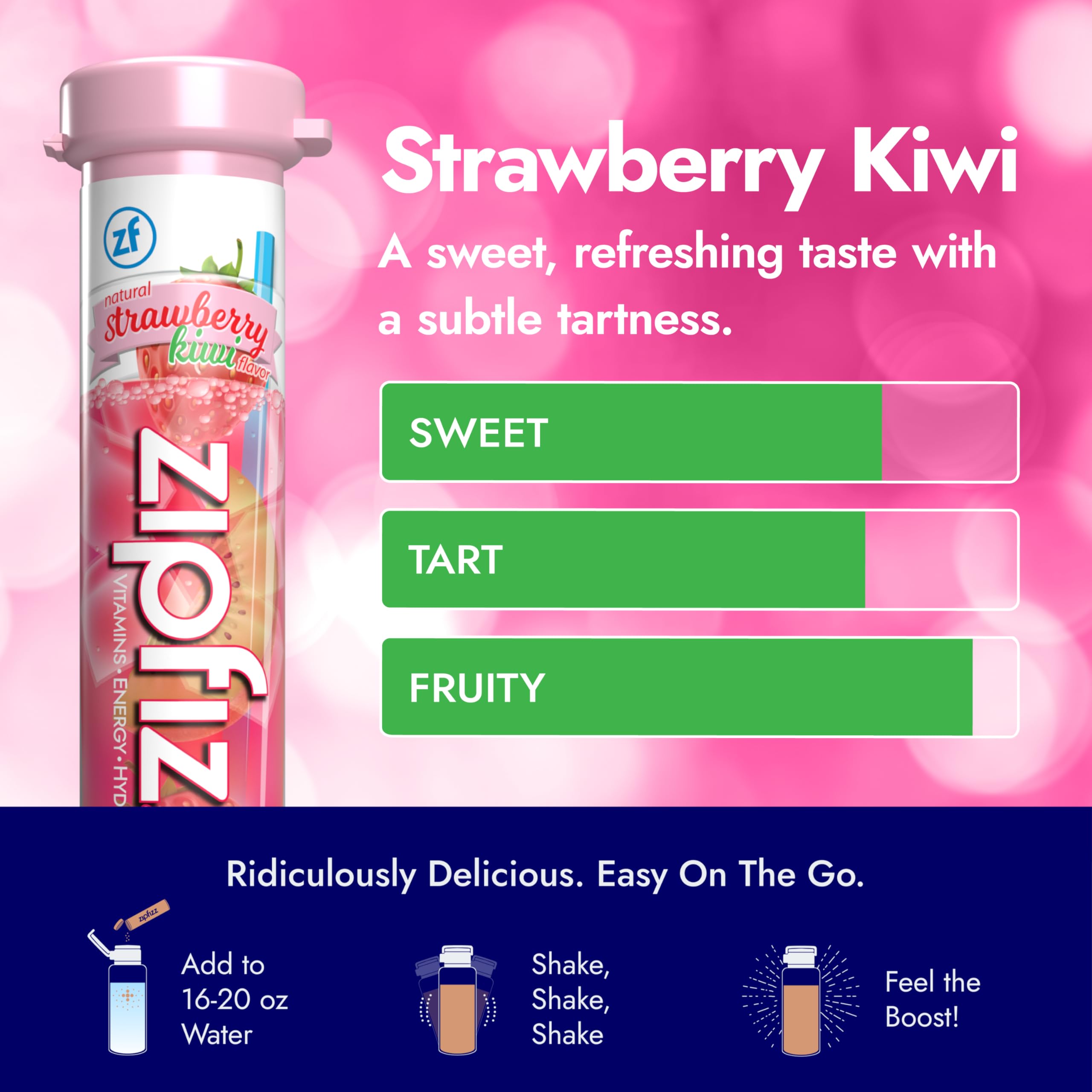 Amazon.com : Zipfizz Daily Energy Drink Powder, Strawberry Kiwi