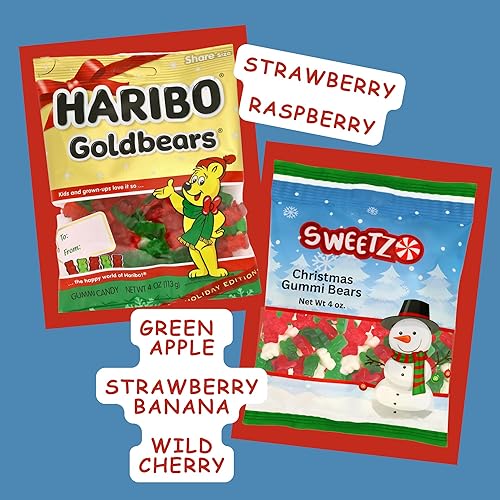 Miniatura 4 de Ositos de goma de Navidad, rellenos de cuencos de dulces festivos y rellenos de calcetines, 12 libra en total (2 bolsas)