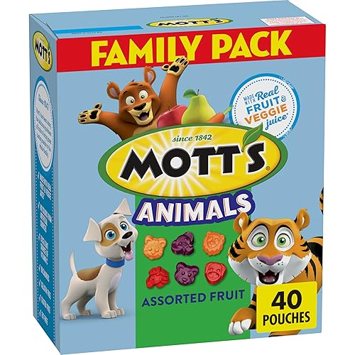 Mott's Fruit Flavored Snacks, Easter Basket Stuffers, Animals Assorted Fruit, Gluten Free Snack, Family Pack, 40 Ct, 32 oz - Variety - 40 Count (Pack of 1)