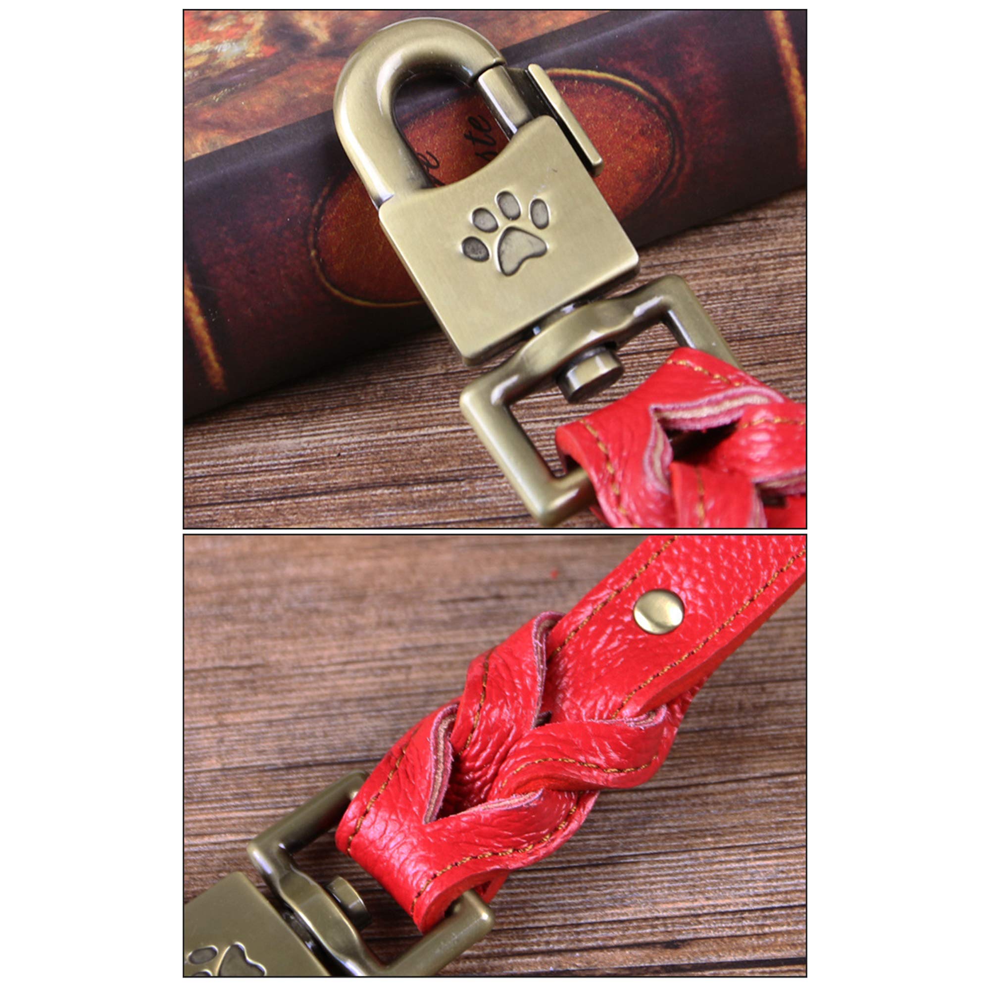 Laisse de Chien en Peau de Vache pour Grands Chiens Pet Puppy Walking Training Lead Big Dog Leather Rope Long Laisses, 120 Cm