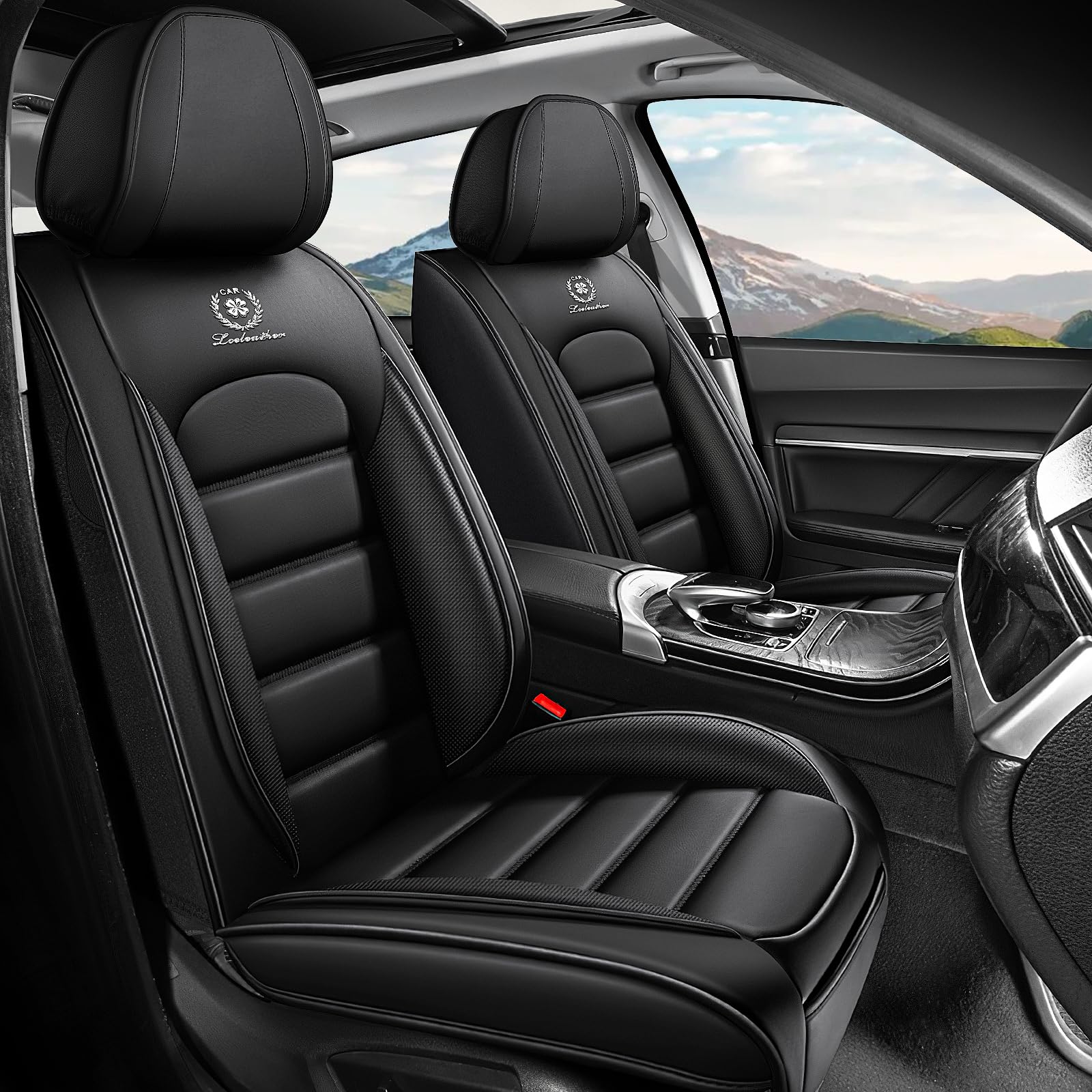 MORELEATHER Seat Covers — Front Set (Black)