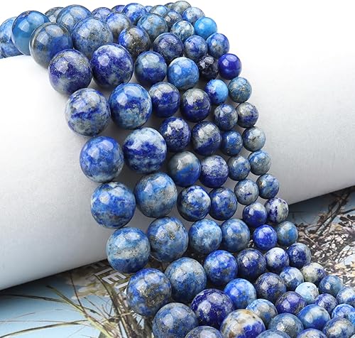 Miniatura 5 de Siomia 60 cuentas de piedras preciosas naturales de lapislázuli de 0.236 pulgadas (0.236 in) con cristal curativo energético, cuentas redondas