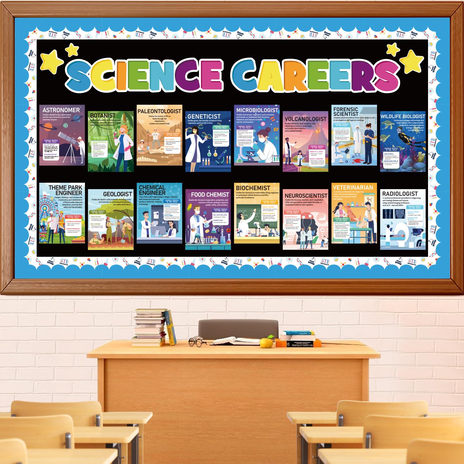 Science Bulletin Board Decorations Set, Science Career Poster Educational Cutouts Classroom Wall Decoration Library Office Back to School Door Decor for Teacher