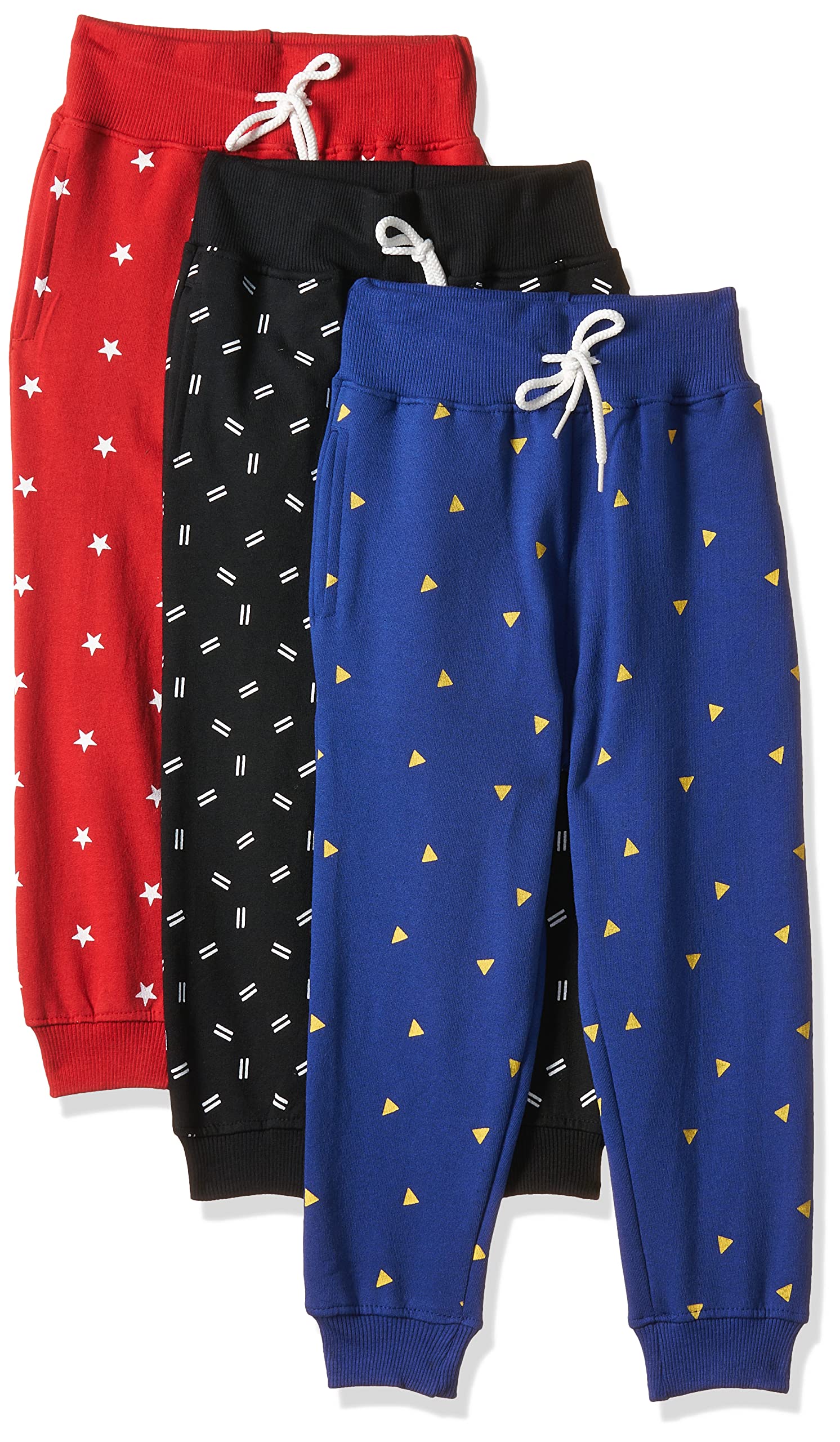T2F Paquete de 3 pantalones de chándal de algodón estampados de ajuste regular para niñas