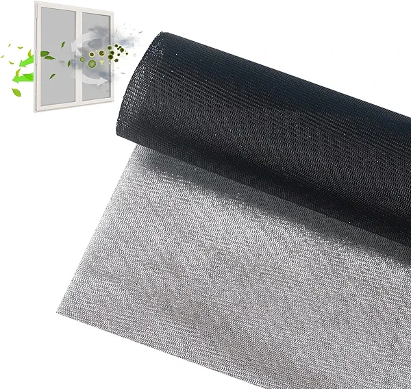 Solar Window Screen Mesh, Anti-UV Solar Screen Fabric Replacement 53" x 118", Adjustable Pollen/Dust/Floc/Rain Barrier Net for Windows, Door, Patio (Black)