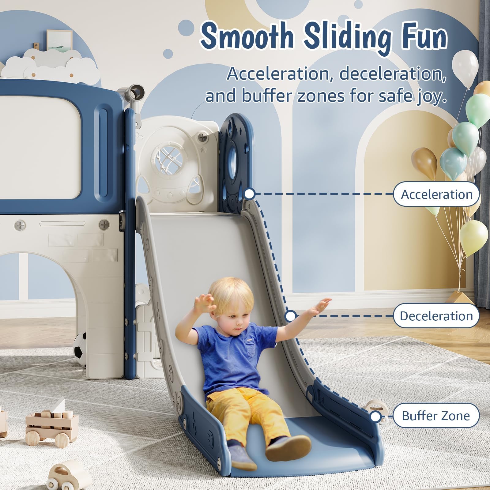 IDEALHOUSE 8-in-1 Rutsche Für Kleinkinder – Indoor & Outdoor Klettergerüst | Teleskop, Tunnel, Schaukel, Kletterelementen & Stauraum – Sicheres Spielplatz-Set für Jungen & Mädchen
