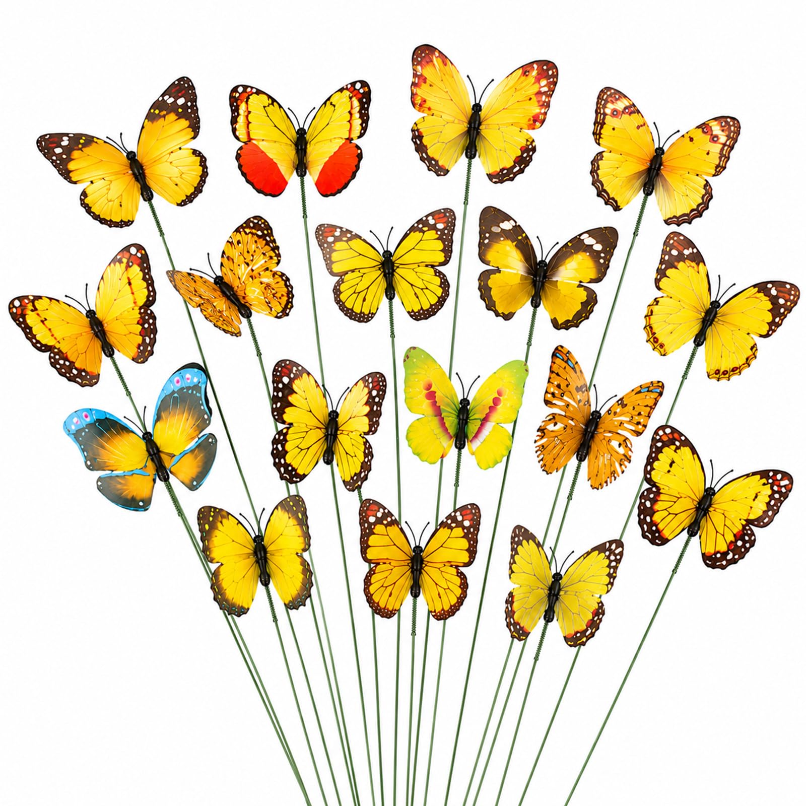 15 Pcs Yellow Butterfly Garden Stakes 25cm Outdoor Fairy Garden Plant Pot