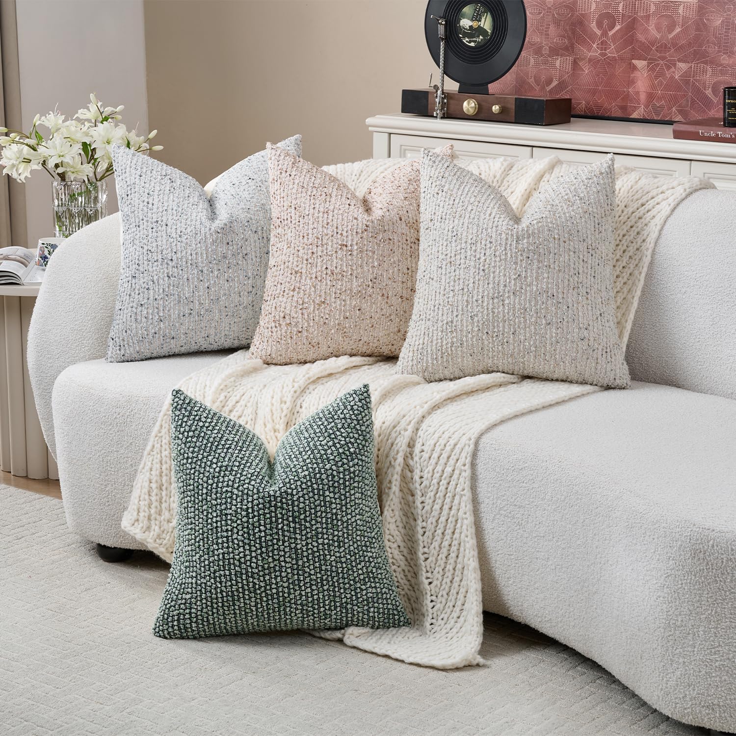 Amazon.com: Striped Throw Pillow Covers 18x18 Set of 2 Beige