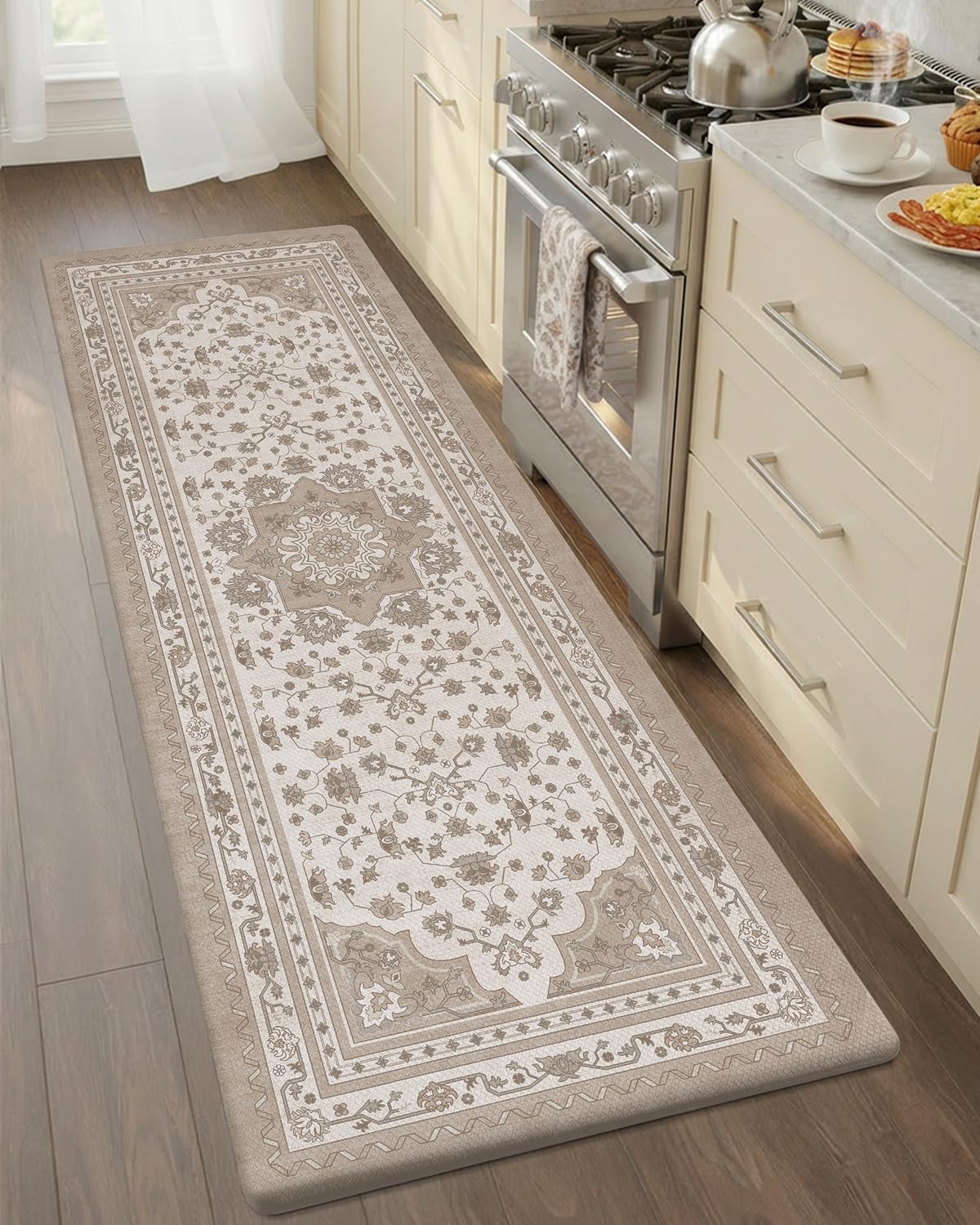 COLOR&GEOMETRY Kitchen Floor Mat 60x150cm Vintage Anti Fatigue, Beige