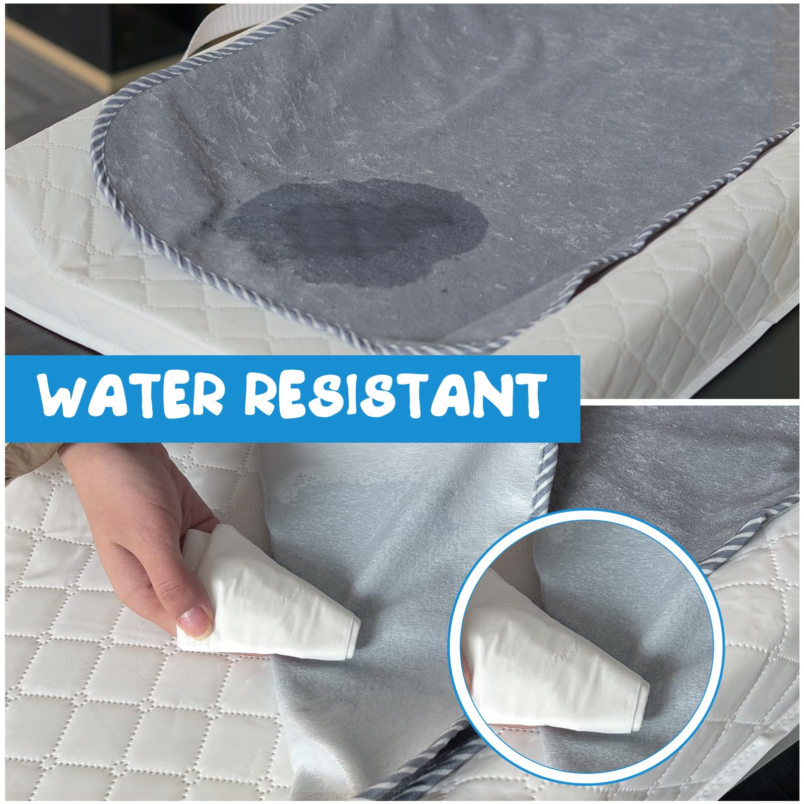 Cambiador impermeable para bebé (paquete de 3) – lavable reutilizable cambiador cubierta cubierta forro doble, pañales portátiles, línea gris