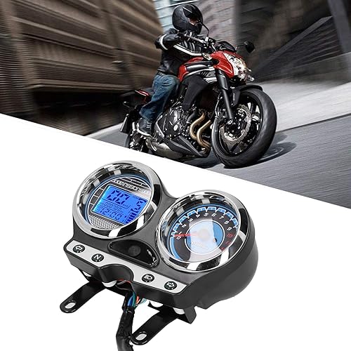 Miniatura 6 de Velocímetro de motocicleta de 12 V, tacómetro LCD, 8.4 x 7.1 x 3.6 pulgadas, cuentakilómetros universales para engranaje, velocidad, kilometraje,