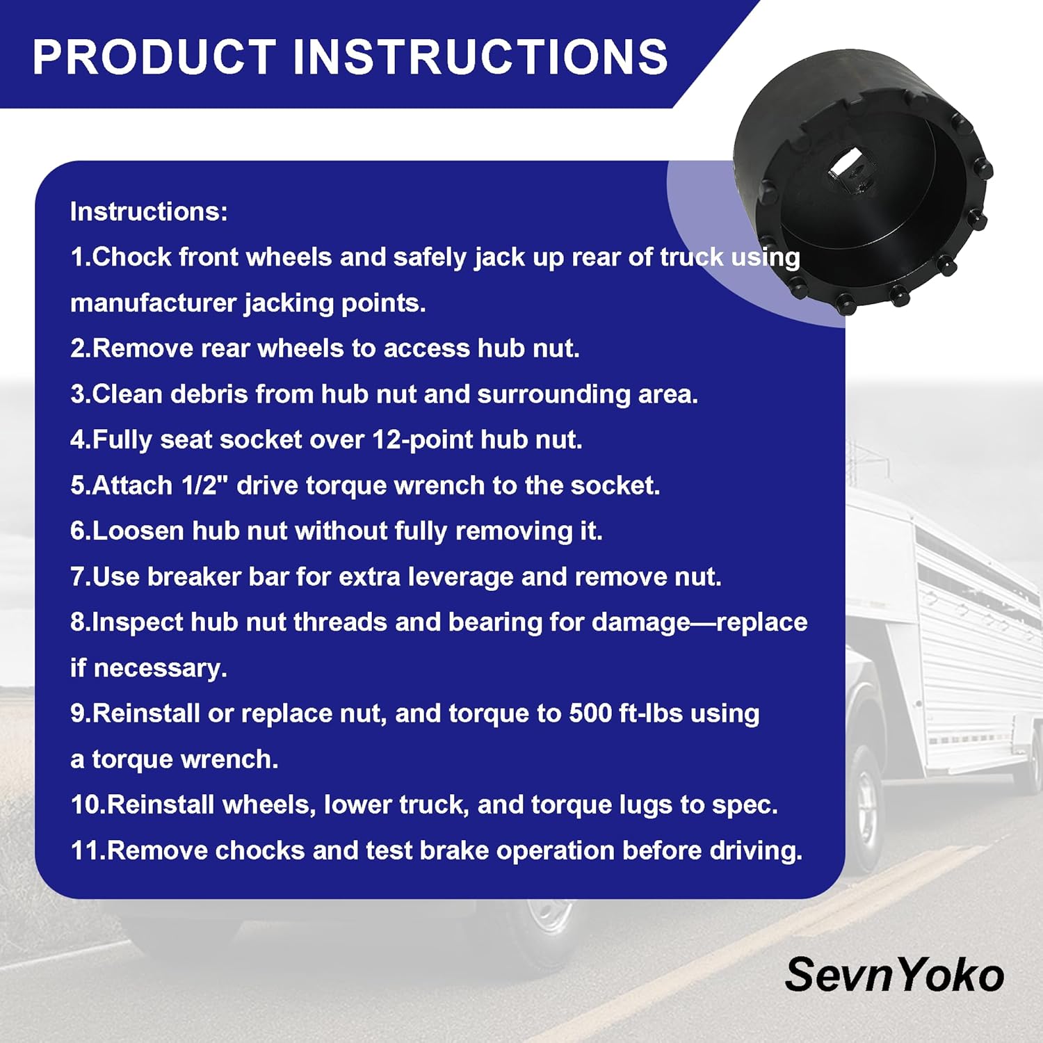 12-Pin Axle Spindle Hub Nut Socket Tool - Compatible with Dodge Ram 3500/4500/5500 2019 2020 2021 2022 - Rear Bearing Retaining Nut Removal - Replaces 2066600030, 1/2" Drive Heavy Duty Socket